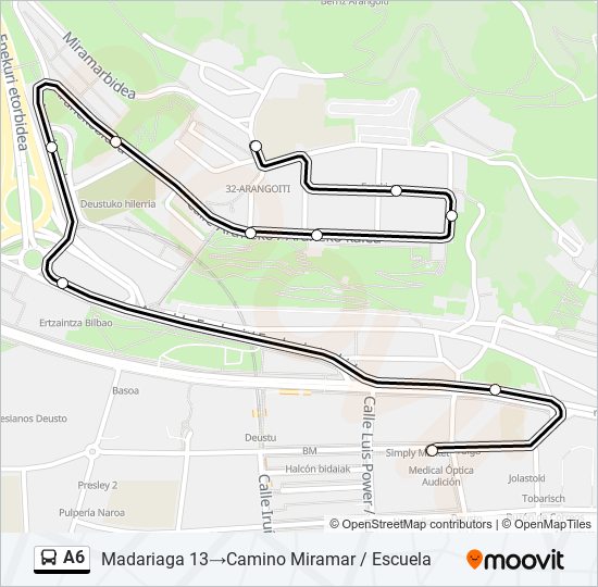 A6 bus Mapa de línia