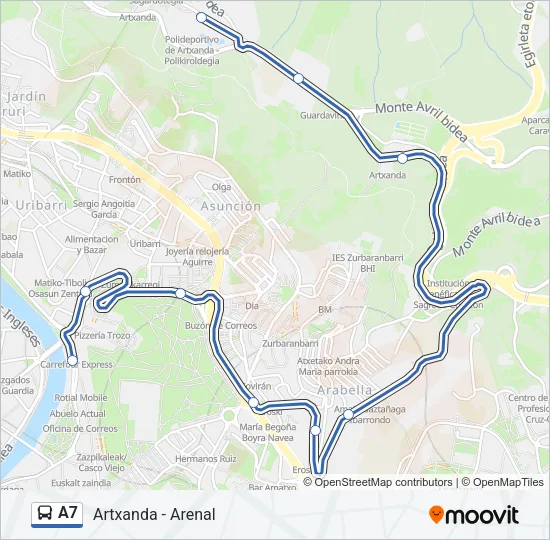 A7 Bus Line Map
