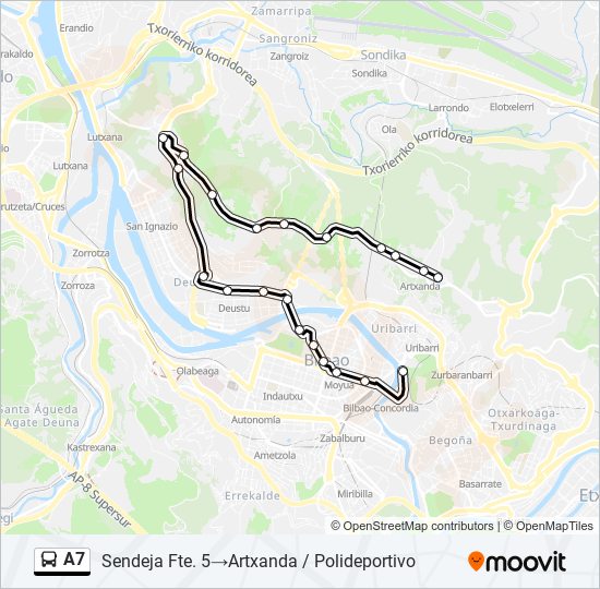 A7 bus Mapa de línia