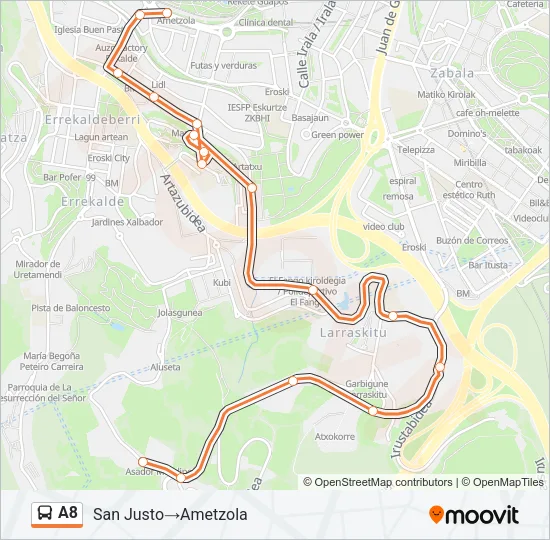 A8 Bus Line Map