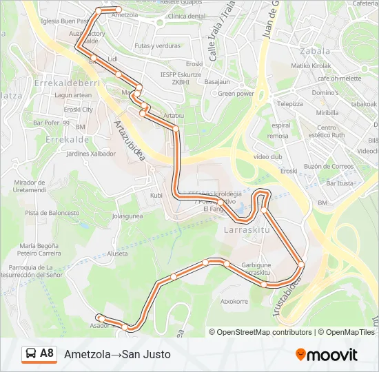 A8 Bus Line Map