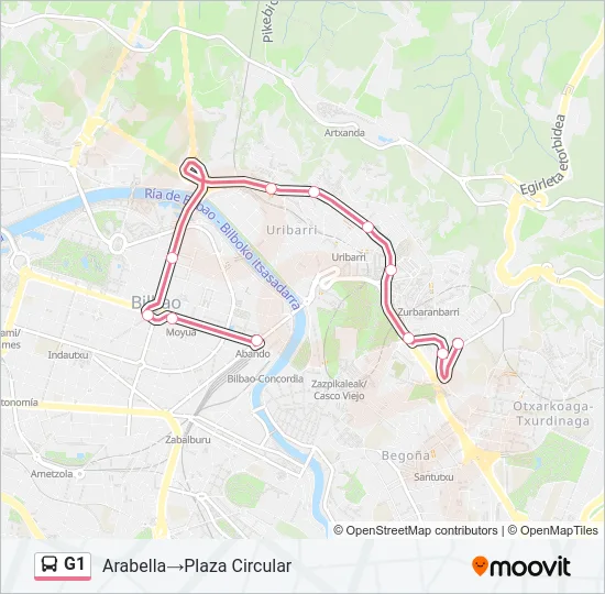G1 Bus Line Map