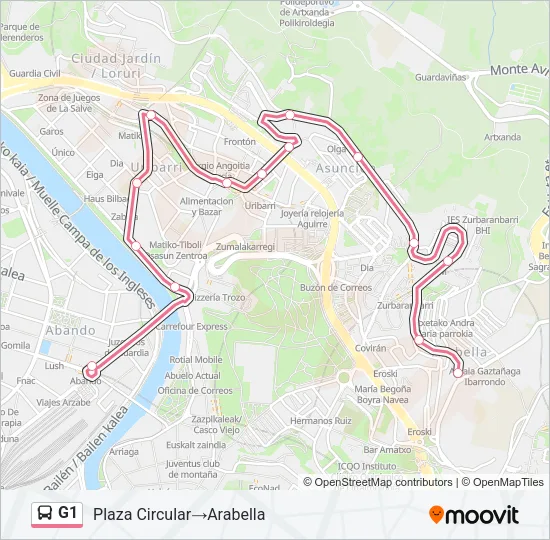 G1 Bus Line Map