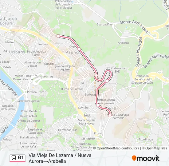 G1 Bus Line Map