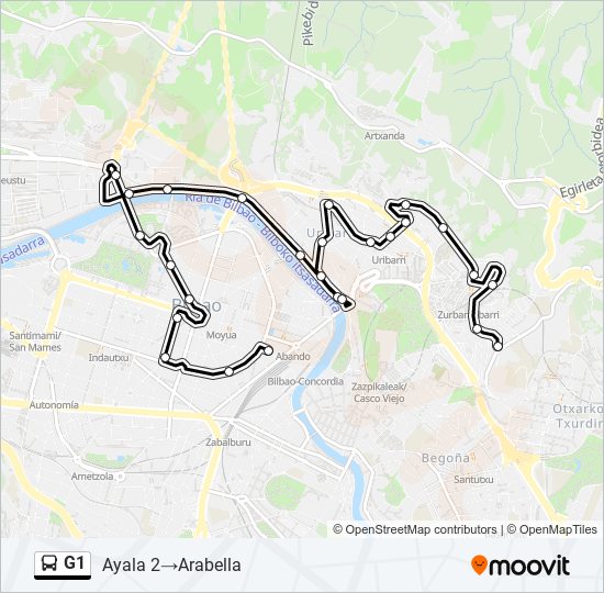 Mapa de G1 de autobús