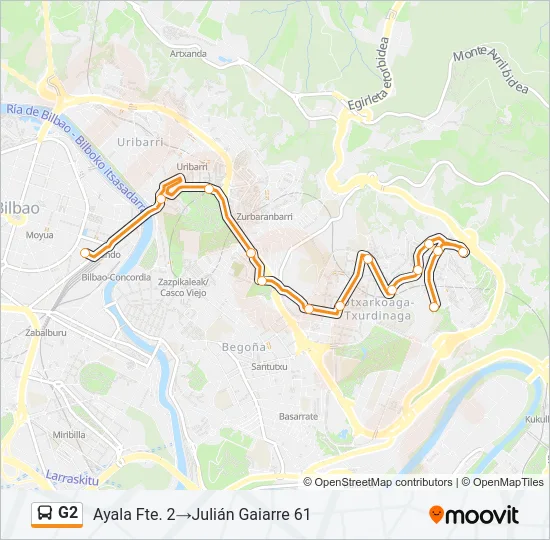 G2 Bus Line Map