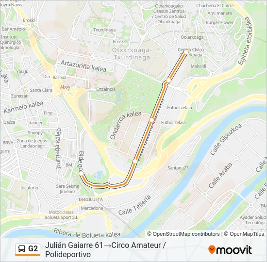 G2 bus Mapa de línia