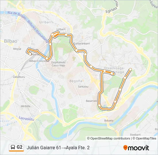 G2 Bus Line Map
