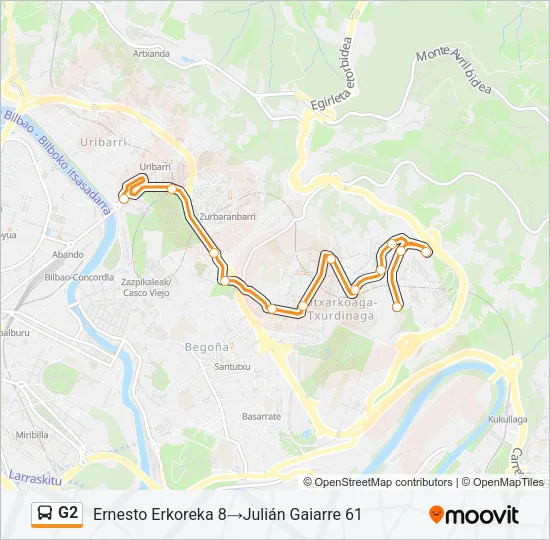 G2 Bus Line Map