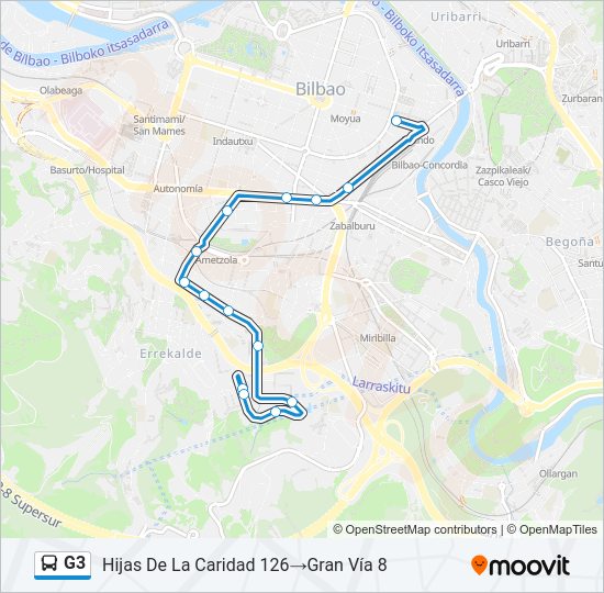 G3 bus Mapa de línia