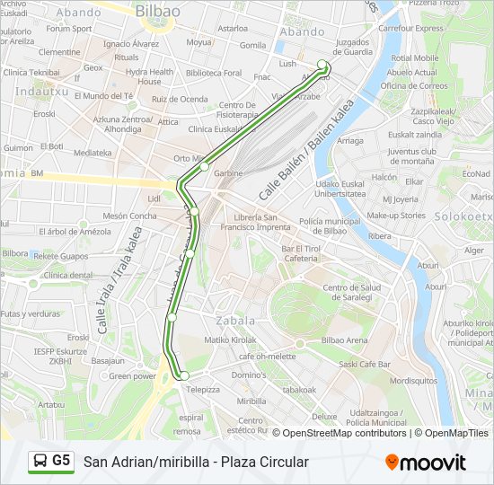 Mapa de G5 de autobús