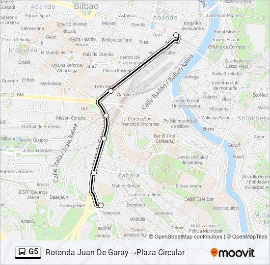 G5 bus Mapa de línia