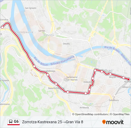 G6 Bus Line Map