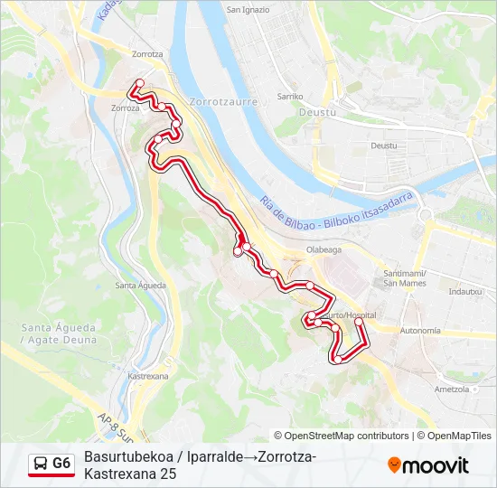 G6 Bus Line Map