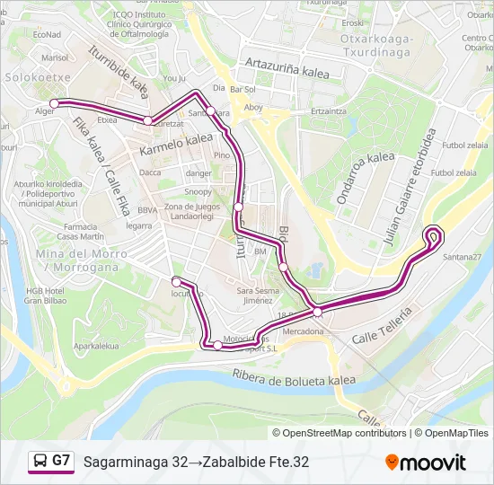 G7 bus Mapa de línia