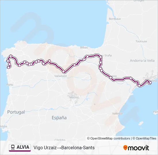 ALVIA Route: Schedules, Stops & Maps - Vigo Urzaiz‎→Barcelona-Sants ...