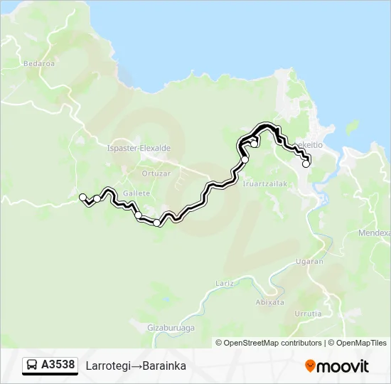 A3538 bus Mapa de línia
