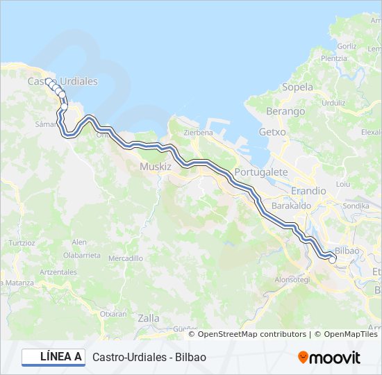 LÍNEA A bus Line Map