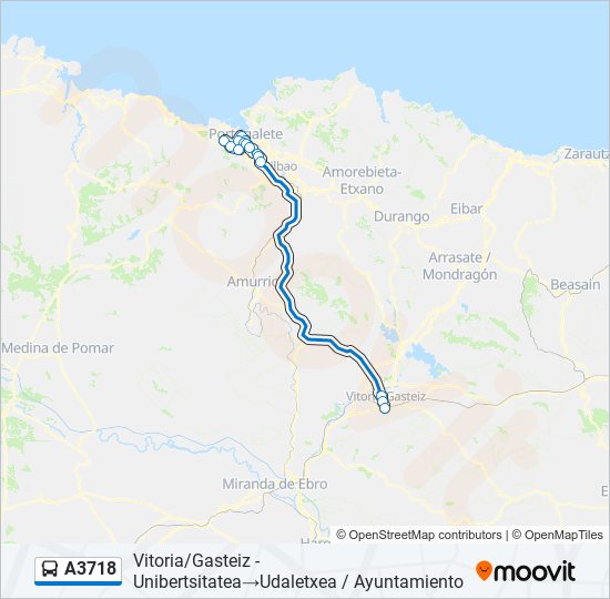 Mapa de A3718 de autobús