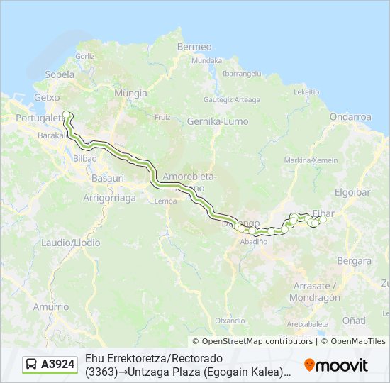 A3924 bus Mapa de línia