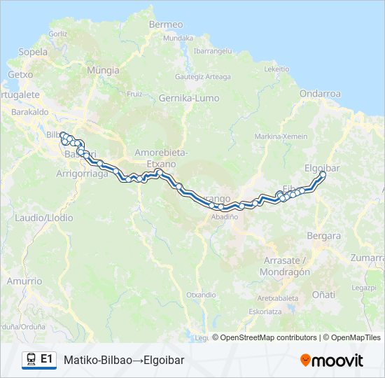 E1 train Line Map