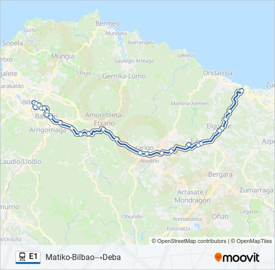 Mapa de E1 de tren