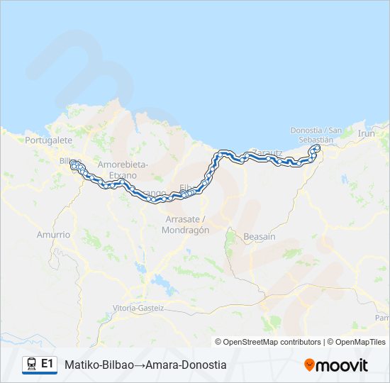 Mapa de E1 de tren