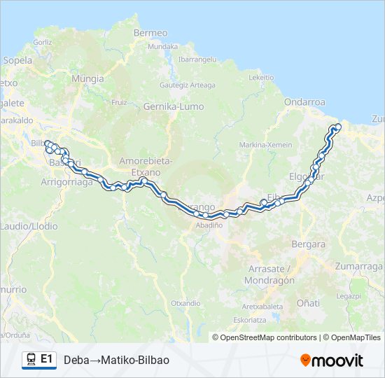 E1 train Line Map