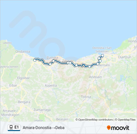 Mapa de E1 de tren