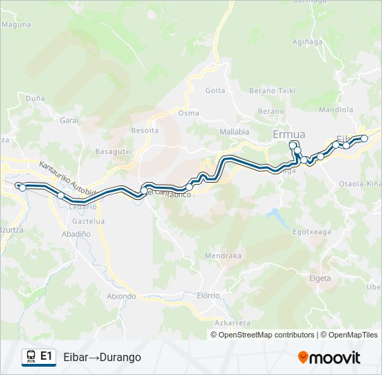 Mapa de E1 de tren