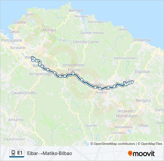 Mapa de E1 de tren