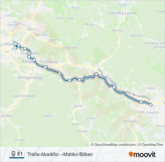 E1 Train Line Map