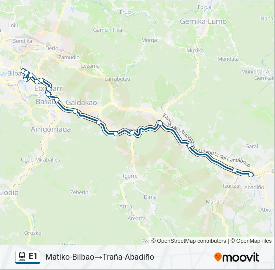 E1 Train Line Map