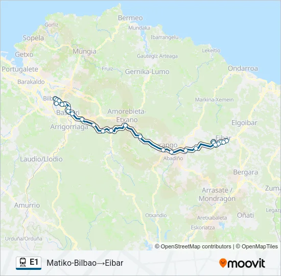 E1 Train Line Map