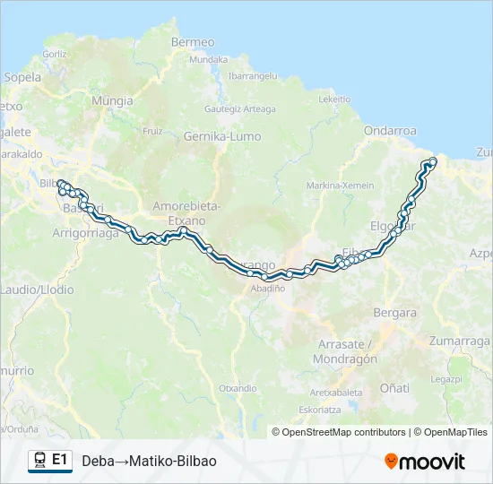 E1 Train Line Map