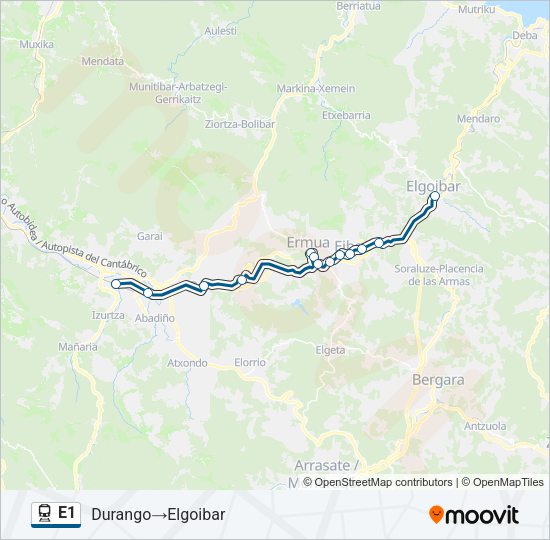 Mapa de E1 de tren