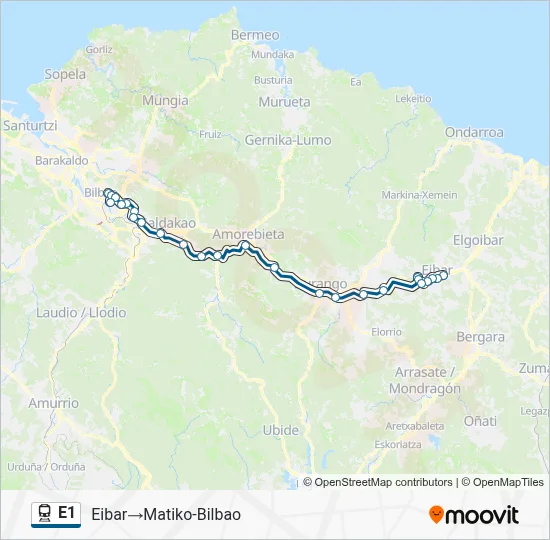 E1 Train Line Map