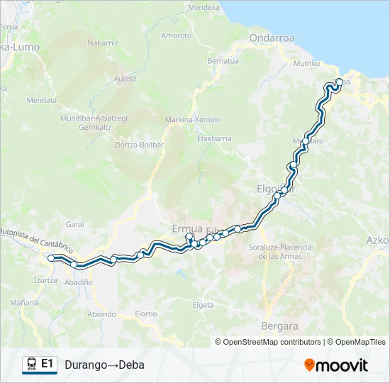 E1 Train Line Map