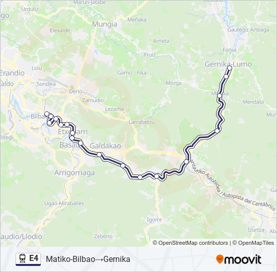 Mapa de E4 de tren