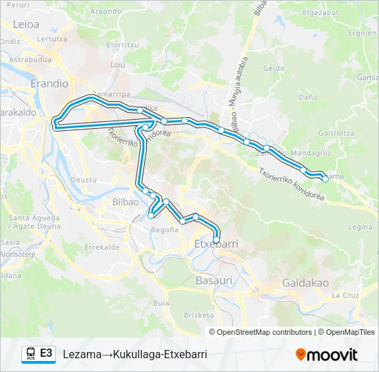 E3 Train Line Map