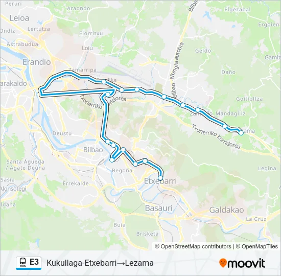 E3 Train Line Map