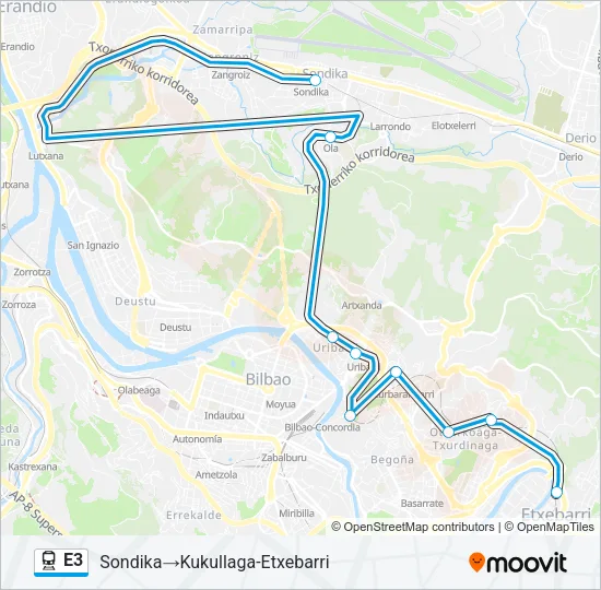 E3 Train Line Map