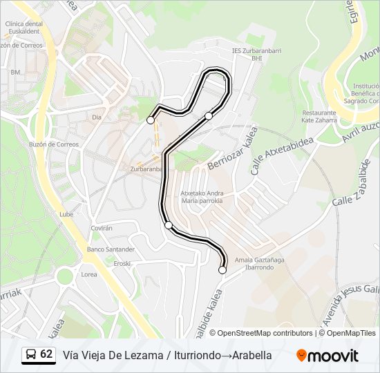 62 bus Mapa de línia