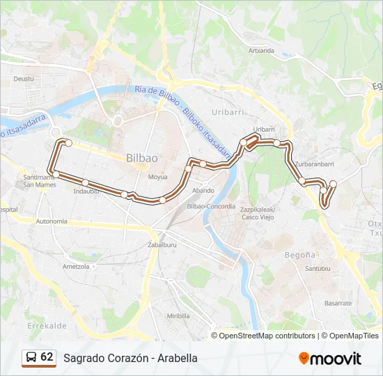 62 Bus Line Map