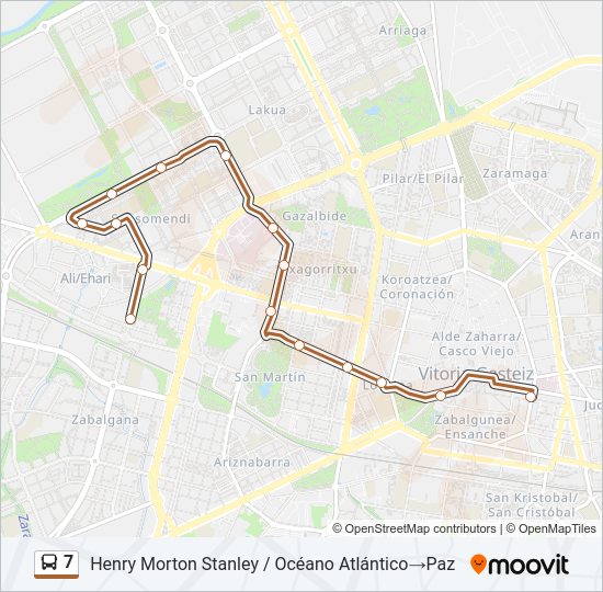 7 bus Mapa de línia