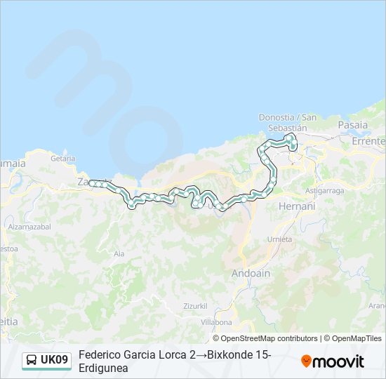 Mapa de UK09 de autobús