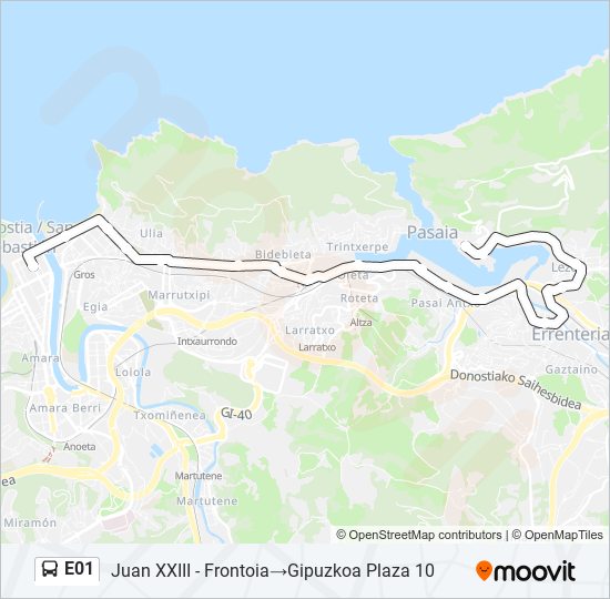 Mapa de E01 de autobús