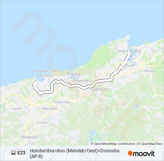 E23 bus Line Map