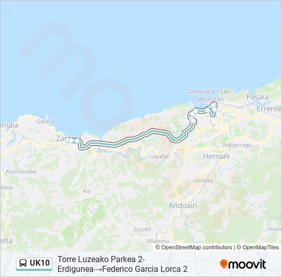 Mapa de UK10 de autobús