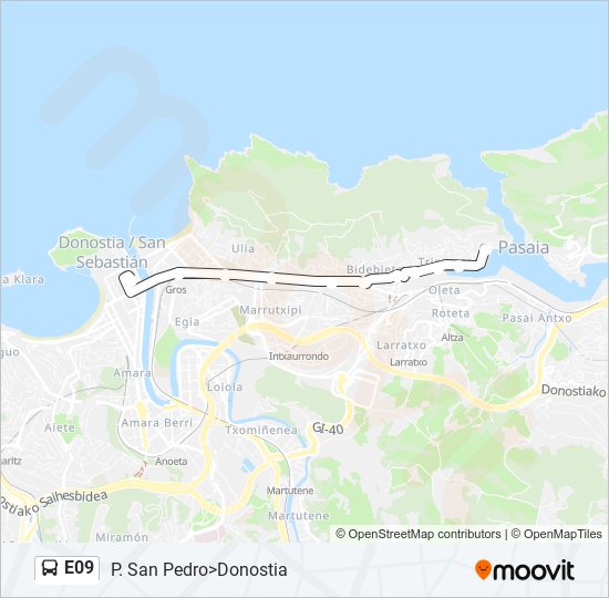 Mapa de E09 de autobús